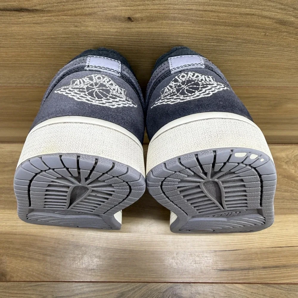 Nike Air Jordan 1 Low Inside Out Sneakers Mens 11.5 Charcoal Gray Black Suede